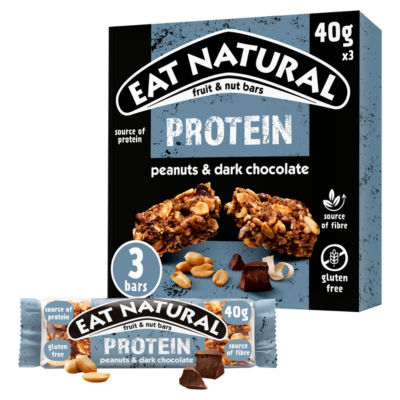Eat Natural Protein Peanuts Dark Chocolate Fruit Nut Bars 3 x 40g