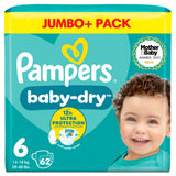 Pampers Baby-Dry Size 6 Baby Nappies 62 Nappies Jumbo+ Pack