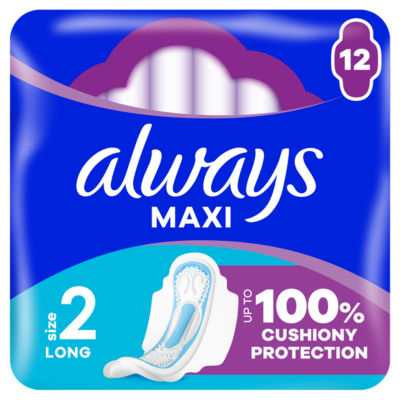 Always Maxi Long Sanitary Towels Size 2 Wings 12 Pads - British product