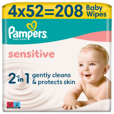 Pampers sensitive baby wipes 208 wipes, imported from the UK