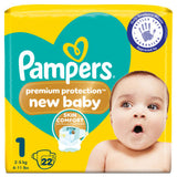 Pampers Premium Protection New Baby Size 1 nappies 22 count, imported from the UK
