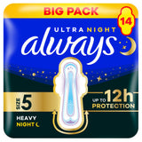 Always Ultra Sanitary Towels Heavy Flow Night 14 Pads - British product