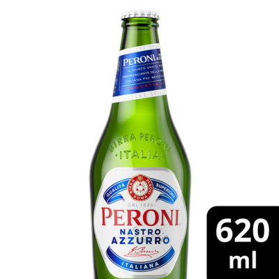 Peroni Nastro Azzurro Italian beer 620ml bottle, imported from the UK