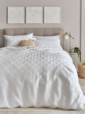 White Embossed Geometric Duvet Cover And Pillowcase Set