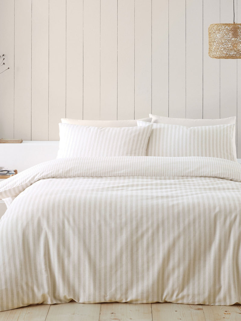 Catherine Lansfield brushed cotton stripe duvet cover set - British product