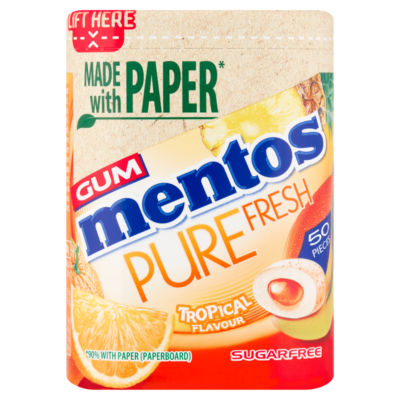 Mentos chewing gum Pure Fresh Tropical 50 pieces 100g, imported from the UK