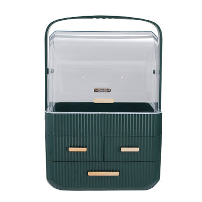Livingandhome Desktop 3 Drawers Cosmetics Organizer Green Desk Tidy