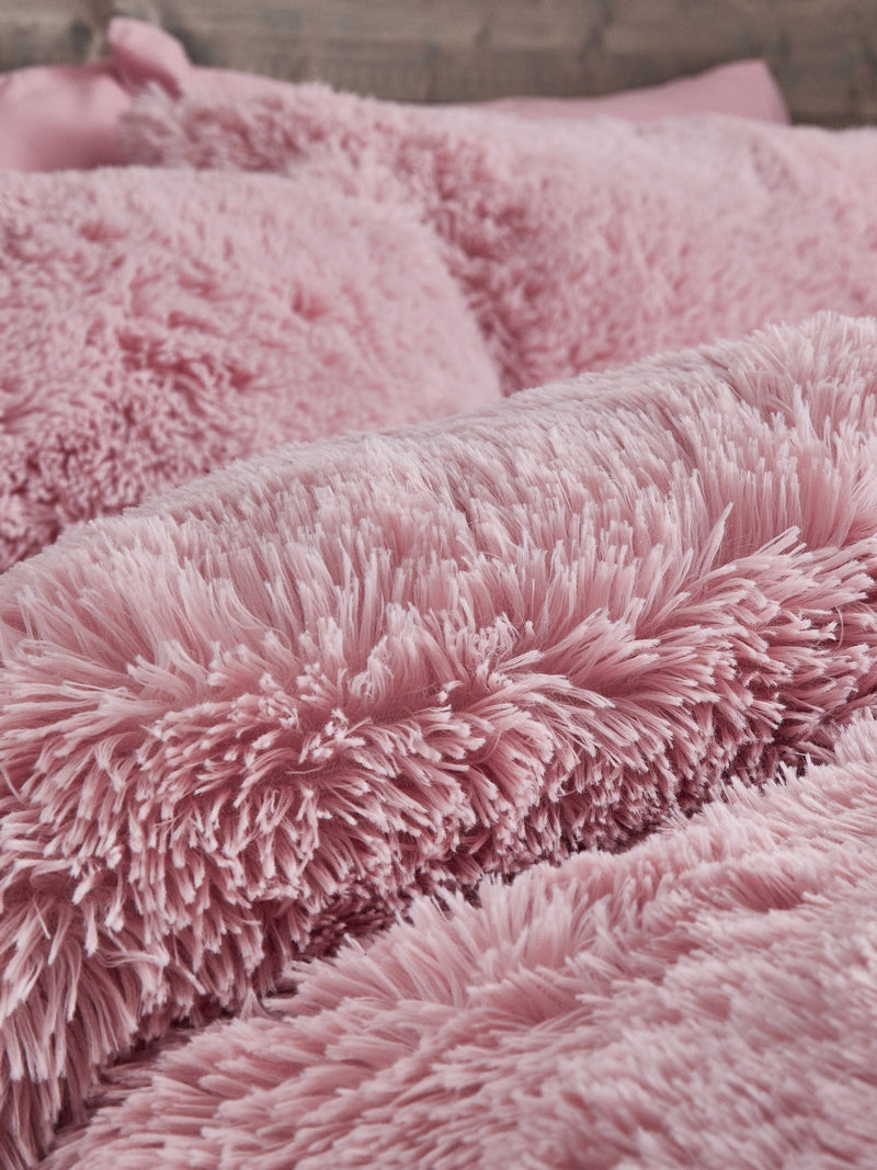 Catherine Lansfield Pink So Soft Cuddly Deep Pile Duvet Cover and Pillowcase Set - British product