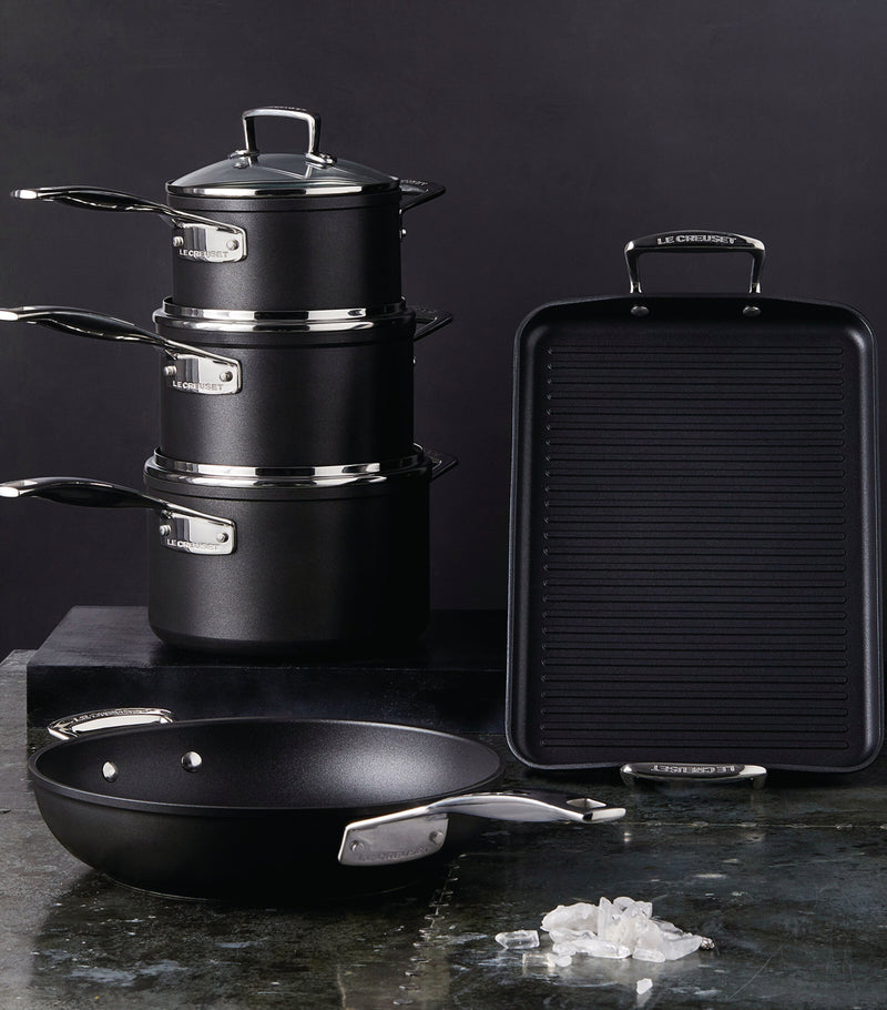 Le Creuset toughened non-stick sauce pans set of 3, UK version