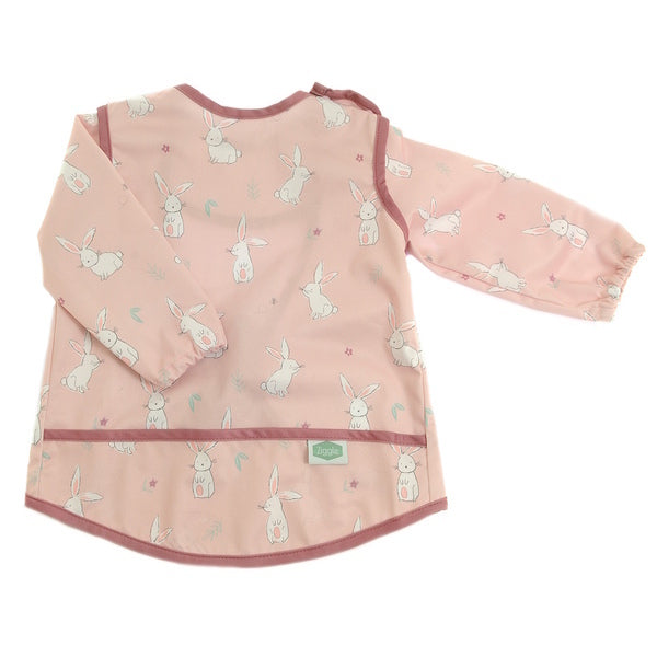 Ziggle Baby Coverall Feeding Bib Pink Bunnies (British brand)