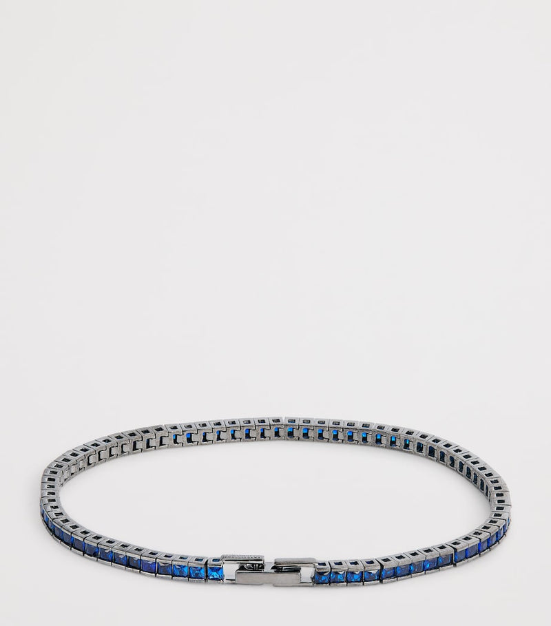 Tateossian tennis bracelet with blue spinel stones (British brand)