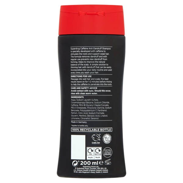 Superdrug Caffeine Anti Dandruff Shampoo 200ml GOODS Superdrug