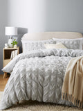 Silver grey seersucker duvet cover and pillowcase set (British brand)
