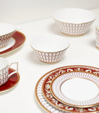 Wedgwood bone china soup bowl with red accents, 20cm (British brand)