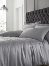 Catherine Lansfield Silver Silky Soft Satin Duvet Cover and Pillowcase Set