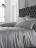 Catherine Lansfield Silver Silky Soft Satin Duvet Cover and Pillowcase Set