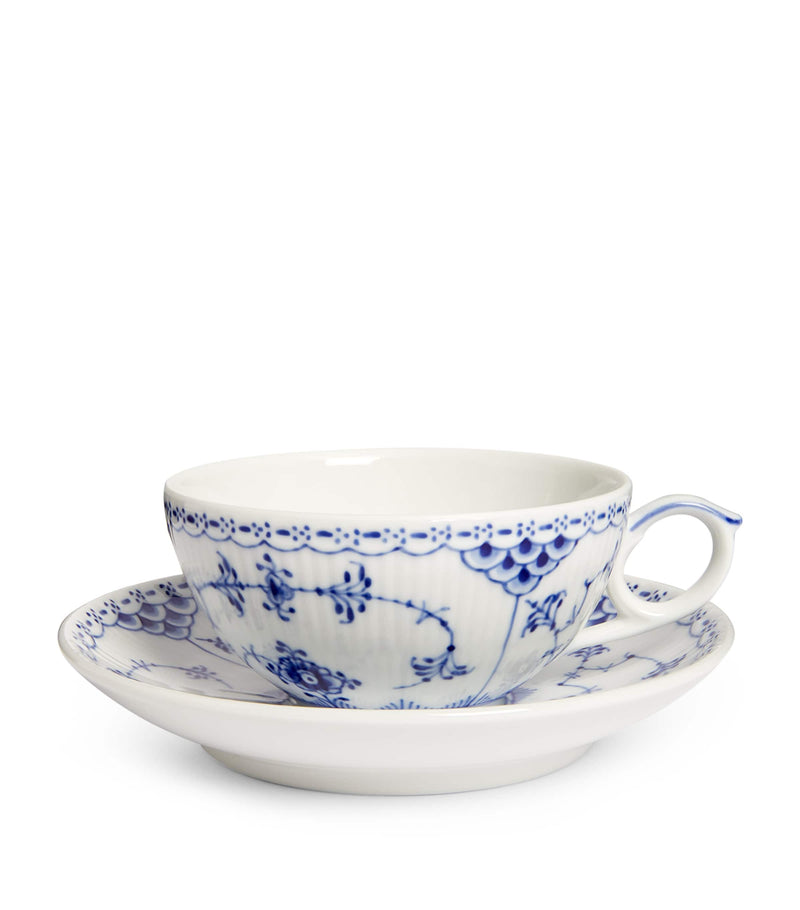 Royal Copenhagen Blue Fluted teacup and saucer, imported from the UK