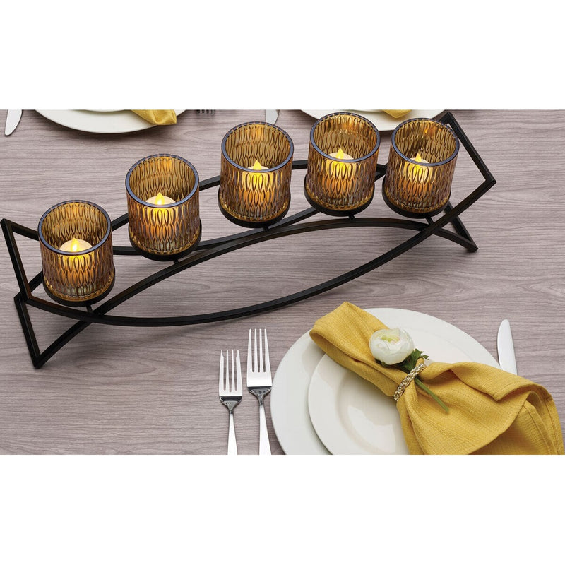 Mikasa candle holder centrepiece with 5 glass cups, imported from the UK