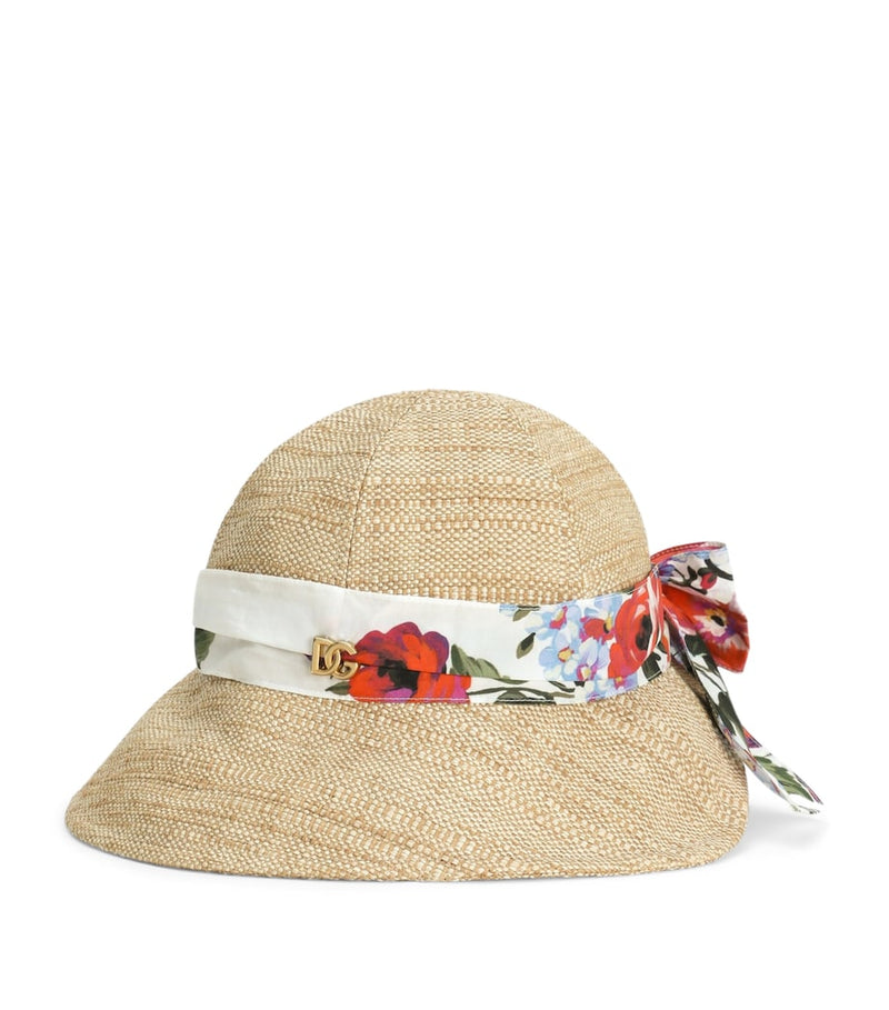 Dolce&Gabbana raffia floral-band sun hat - British product