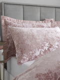Catherine Lansfield pink crushed velvet duvet cover and pillowcase set - British product