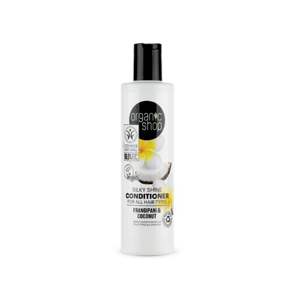 Organic Shop SilkyShine Conditioner Frangipani & Coconut 280ml, imported from the UK
