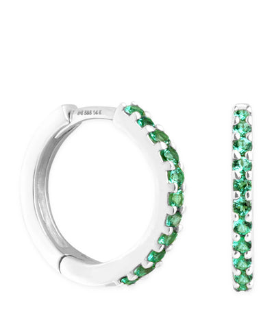 Astrid & Miyu White Gold and Emerald Single Hoop Earring