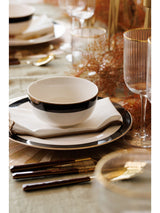 Mikasa Set of 4 White Luxe Deco China Dinner Plate with Gold Rim Dinner Plates