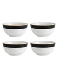 Mikasa white cereal bowl set with gold rim, imported from the UK