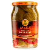 Melis Pickled Gherkins Garlic Pepper 680g, imported from the UK