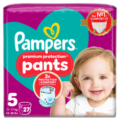 Pampers Premium Protection Nappy Pants Size 5 27 Pack