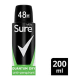 Sure Men Quantum Dry deodorant for men Anti-Perspirant Aerosol for 48-hour sweat and odour protection 200ml GOODS Boots
