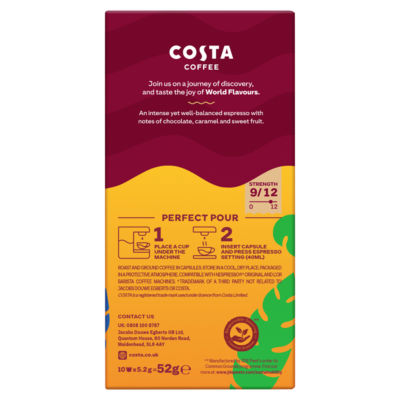 Costa Coffee Colombian Espresso Pods 10 pack - British product