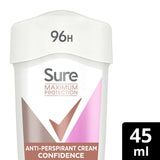 Sure Maximum Protection Confidence Anti-Perspirant Cream 45ml (British brand)