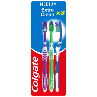 Colgate Extra Clean Medium Manual Toothbrush x3 - British product