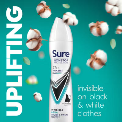 Sure Invisible Aqua Anti-Perspirant Aerosol 250 ml (British brand)