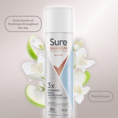 Sure Maximum Protection Clean Scent Anti-Perspirant Spray 150ml (British brand)
