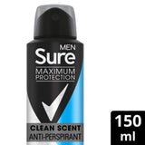 Sure Anti-Perspirant Spray Clean Scent 150 ml (British brand)