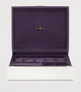 Large Silver-Plated Watch and Jewellery Storage Box with Multiple Compartments, 25x32x9cm