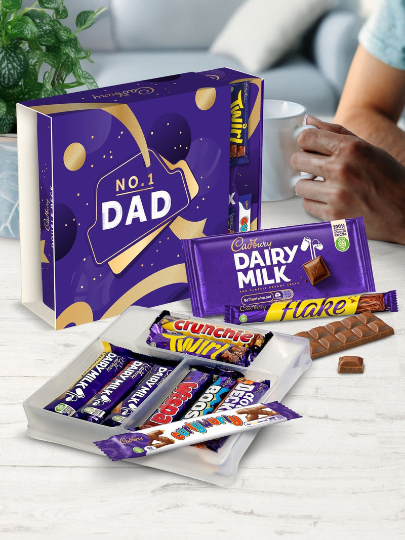 Cadbury Double Deck Chocolate Selection Dad Box measuring 25x23x6.5cm - British product