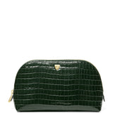 Aspinal of London Small Leather Croc-Embossed Makeup Bag