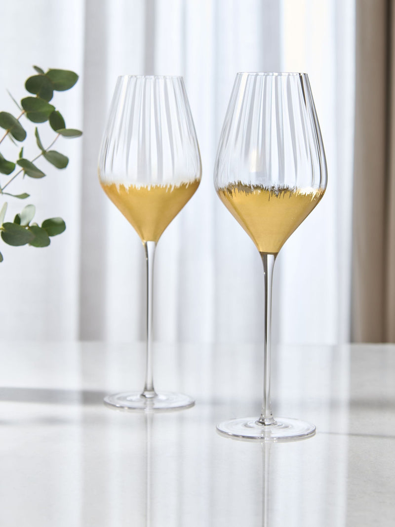 Lipsy Gold Foil Tapered Wine Glasses 2 Pack 28cm, UK version