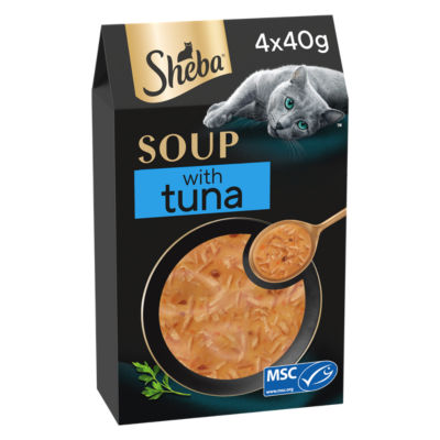Sheba Soup Adult Wet Cat Food Pouch with Tuna 4 x 40g