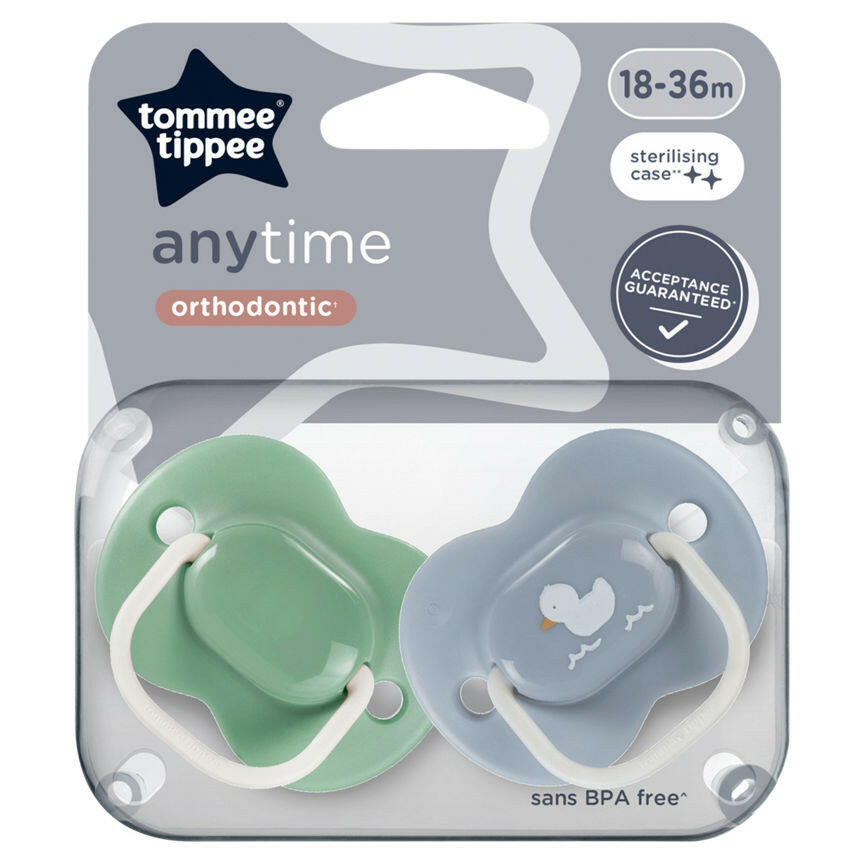 Tommee Tippee Anytime Orthodontic 2 Soothers 18-36m GOODS ASDA