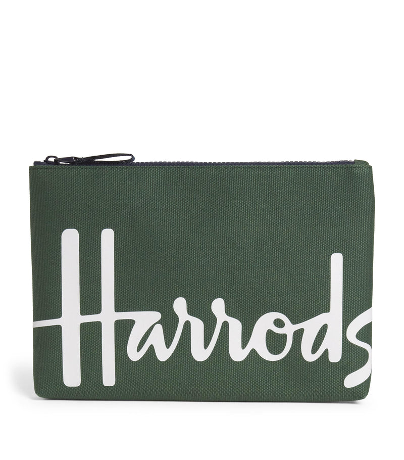 Harrods Medium Cotton Logo Pouch, UK version