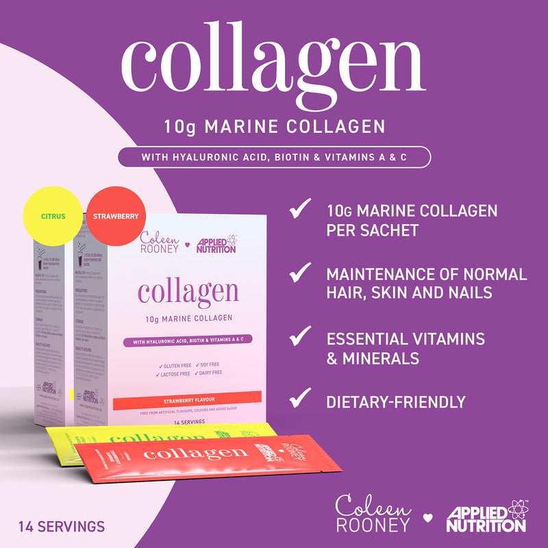 Applied Nutrition Coleen Rooney Marine Collagen 10,000mg Strawberry Flavour 14 x 12.5g Sachets