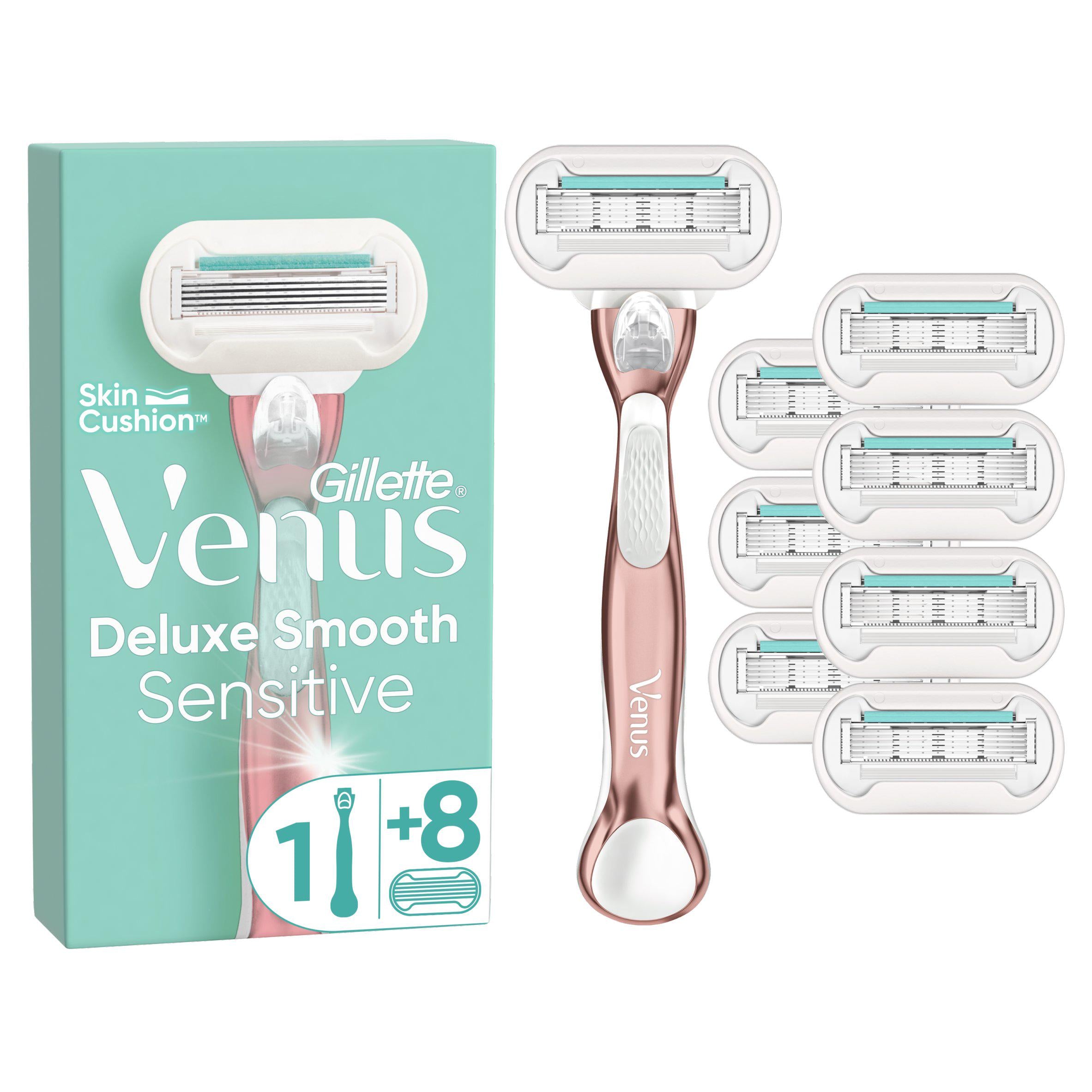 Venus Deluxe Smooth Sensitive Rose Gold Value Pack Razor Blades x8 GOODS Sainsburys