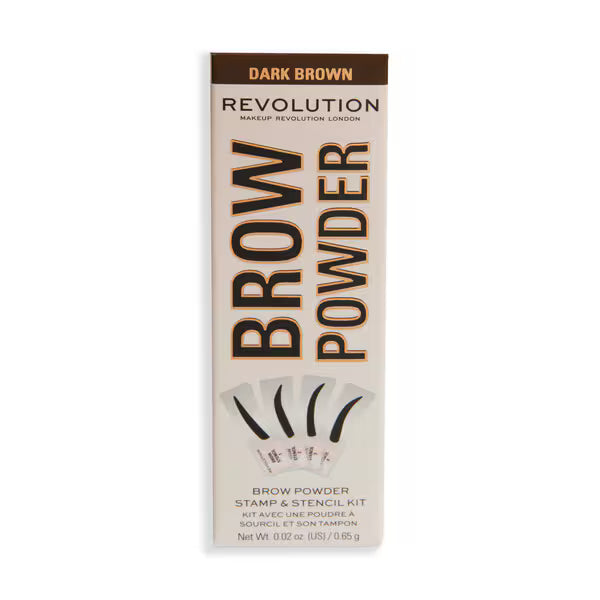 Revolution Stamp & Go Brow Kit Dark Brown, imported from the UK