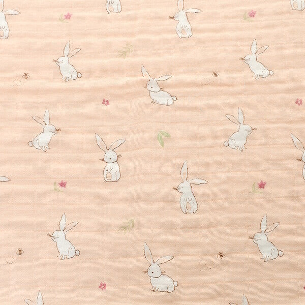 Ziggle Muslin Squares Pink Bunnies 70cm x 70cm (British brand)