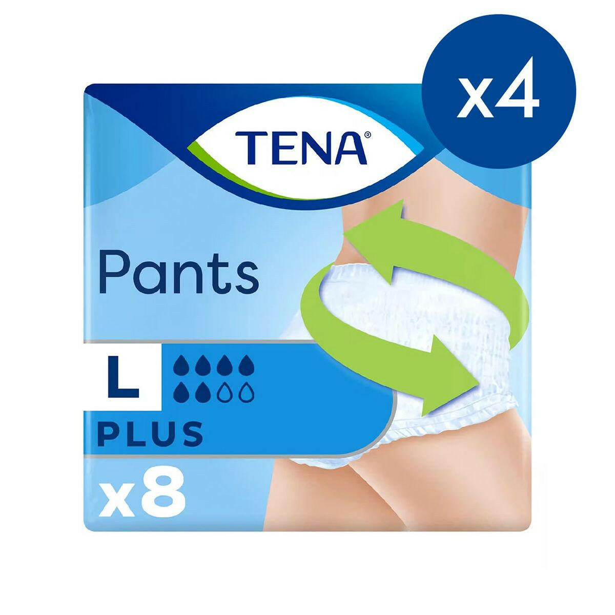 TENA Incontinence Pants Plus Large - 4 x 8 Pack Bundle GOODS Boots