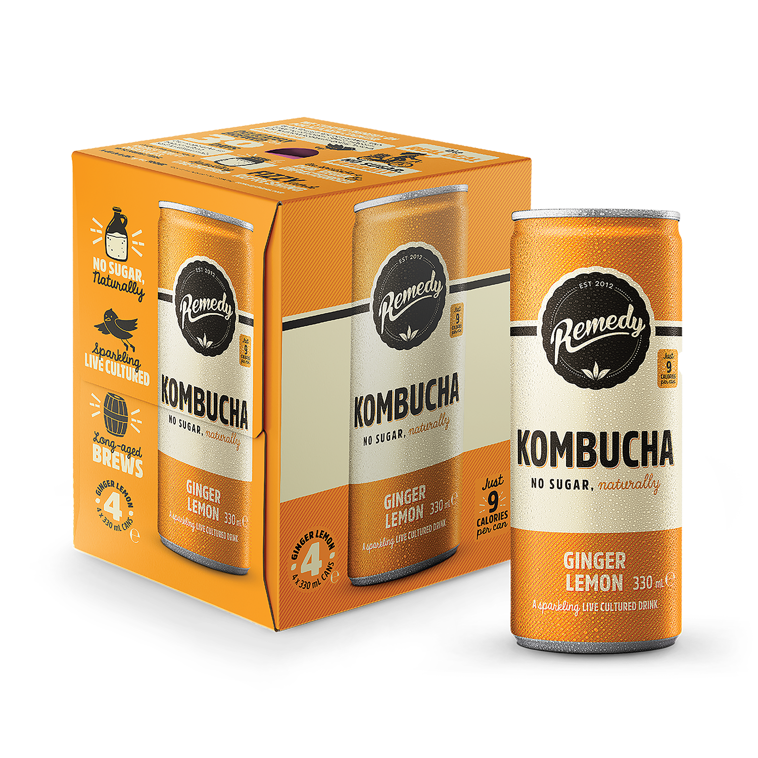 Remedy Kombucha Ginger Lemon 4 x 330ml - 998907